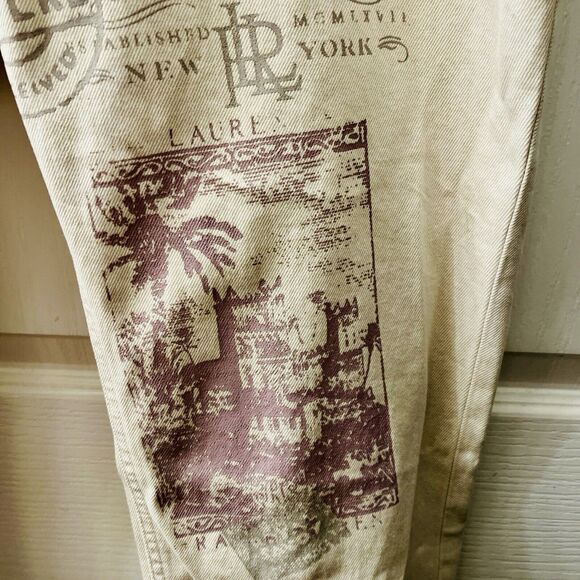 Lauren Ralph Lauren Women’s 18 Relaxed Taper Ankle Jean Cream Wash Print $195 - Picture 5 of 12